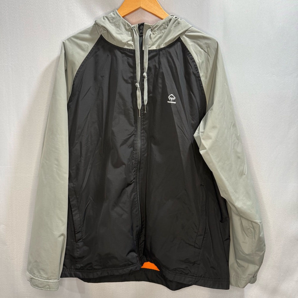 Wolverine Black & Gray Hooded Windbreaker Jacket Size L
